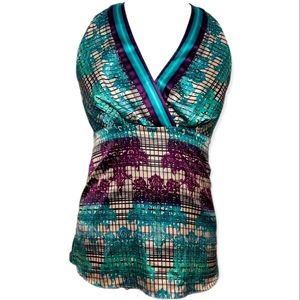 The Limited purple and Turquoise halter top floral pattern, EUC, sz S